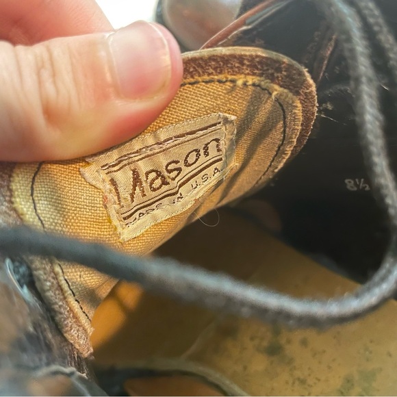 Vtg Mason USA Mens Sz 8.5 D Leather Work Ankle Lace Up Chukka Boots FAIR No Slip - Picture 7 of 13